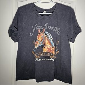 Western Cowgirl Country Cropped Graphic T-shirt